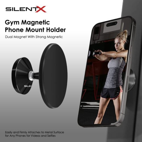 SILENTX Universal Dual Magnetic Gym Phone Mount Holder Dual